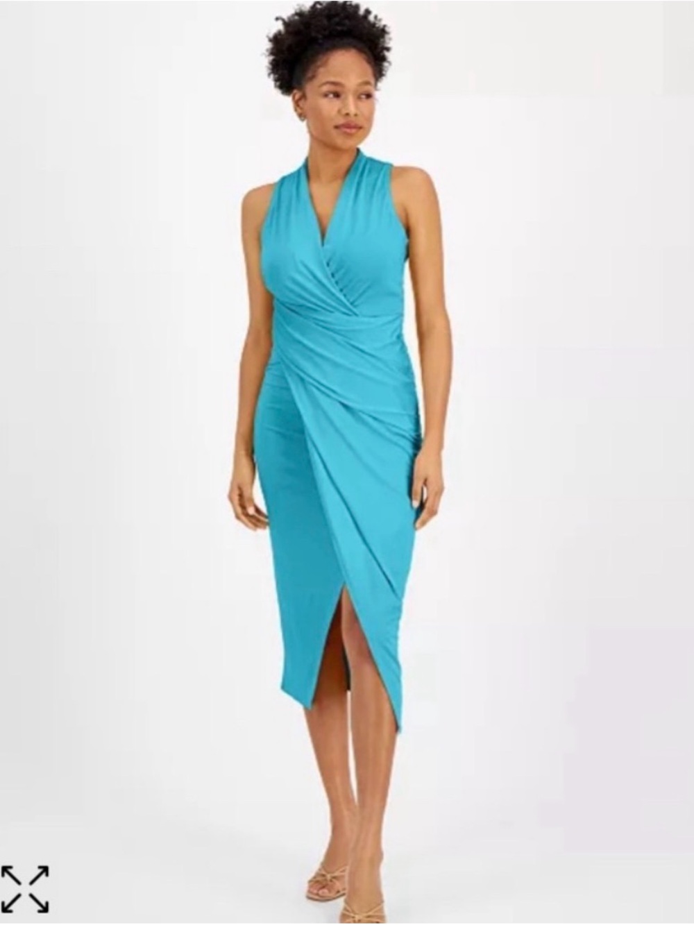 Rachel Rachel Roy Sleeveless Faux-Wrap Green Midi Dress